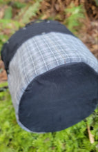 Black Waxed Canvas Cedar Bucket Bag with Grey Wool Wrapped Outside Pockets