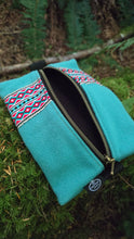 PNWBUSHCRAFT Turqoise Wool Zipper Pouch with Trim