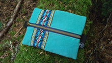 PNWBUSHCRAFT Turqoise Wool Zipper Pouch with Trim