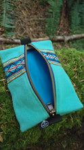 PNWBUSHCRAFT Turqoise Wool Zipper Pouch with Trim