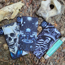 New Tiny Pocketknife Bag Slip in Waxed Canvas *Skulls and Mushrooms