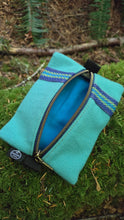 PNWBUSHCRAFT Turqoise Wool Zipper Pouch with Trim