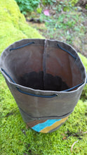 Brown Retro Waxed Canvas Cedar Bucket Bag with Outside Pockets