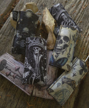 New Tiny Pocketknife Bag Slip in Waxed Canvas *Skulls and Mushrooms