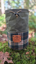 Deluxe Cedar Bucket Bag | Vintage Pendleton Wool & Green Waxed Canvas