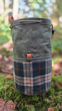 Deluxe Cedar Bucket Bag | Vintage Pendleton Wool & Green Waxed Canvas