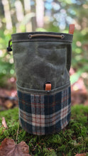 Deluxe Cedar Bucket Bag | Vintage Pendleton Wool & Green Waxed Canvas