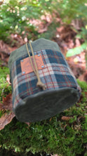 Deluxe Cedar Bucket Bag | Vintage Pendleton Wool & Green Waxed Canvas