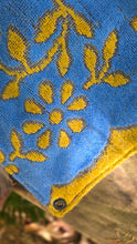 Upcycled Vintage Towel Bushcloth | Blue & Golden Yellow