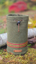 Vintage 1960s Army Wool Cedar Bucket Bag with Woven Trim