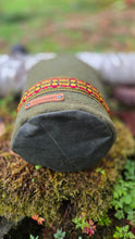 Vintage 1960s Army Wool Cedar Bucket Bag with Woven Trim