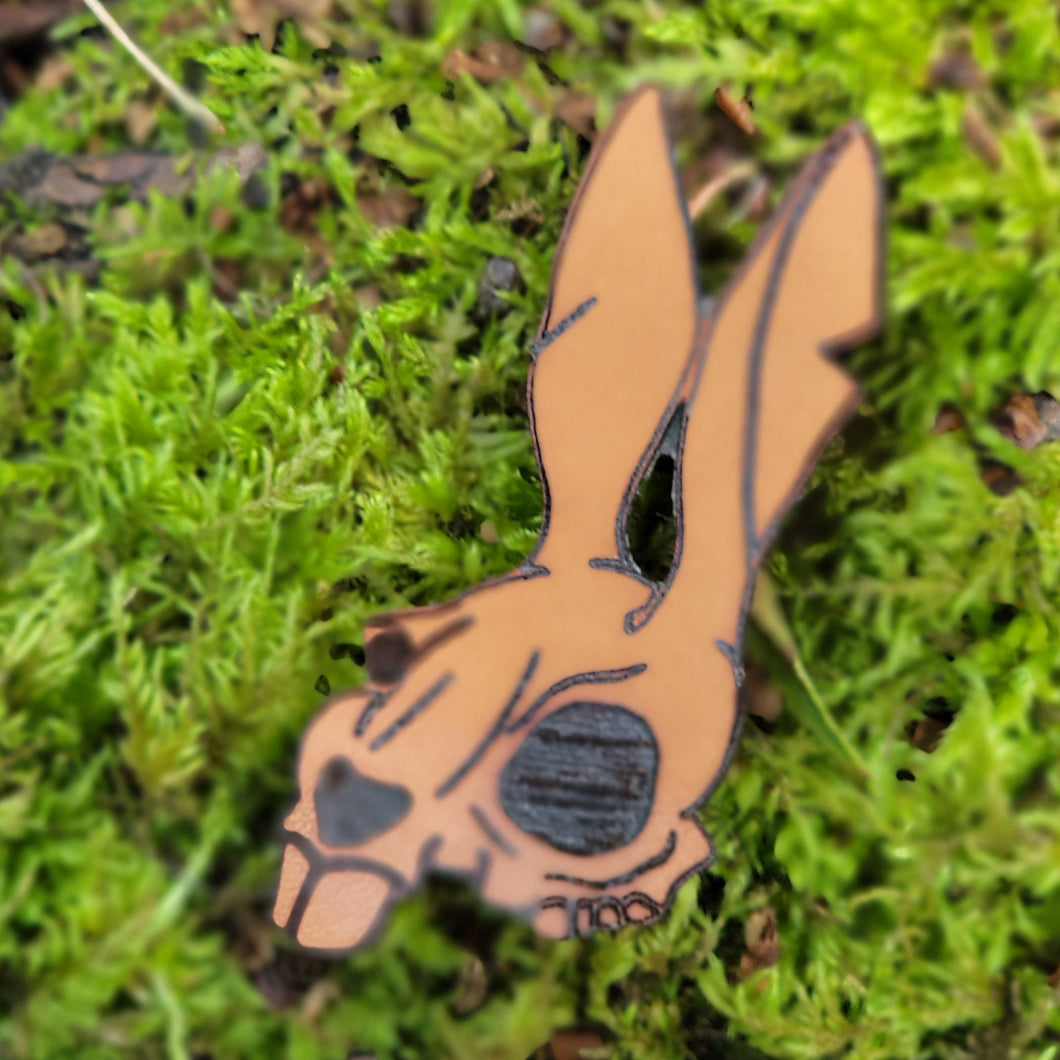 Death Bunny Leather Patch with Hook and Loop
