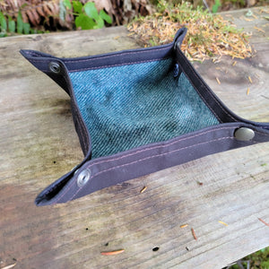 Limited Edition Vintage Wool and Black Waxed Canvas Travel Tray for your Gear or EDC