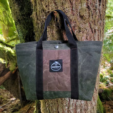 Green and Brown Waxed Canvas Tool Tote