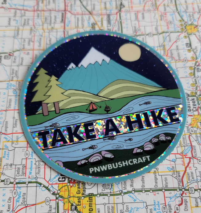 Take a Hike Glitter Sticker FREE SHIPPING