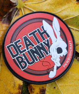 Death Bunny Circle PVC Patch with Hook Backing FREE U.S Shipping