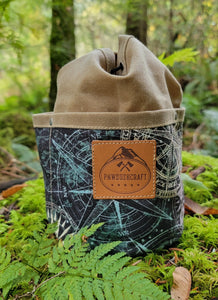 Tan Cedar Bucket Bag with Compass Wrapped Outside Pockets