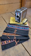 Black Canvas Roll Up Pouches with Vintage Woven Trim