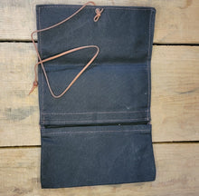 Black Canvas Roll Up Pouches with Vintage Woven Trim