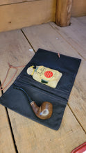 Black Canvas Roll Up Pouches with Vintage Woven Trim