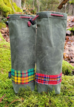 Rugged Green Waxed Canvas Bag with Vintage Trim Perfect for the Holidays