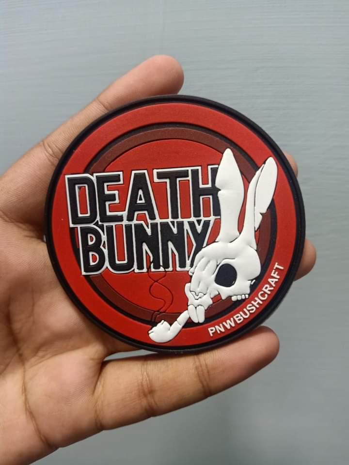 Death Bunny Circle PVC Patch with Hook Backing FREE U.S Shipping Pre-Order