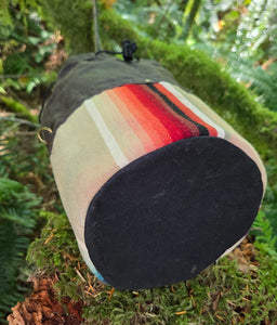 Cedar Bucket Waxed Canvas Bag with Vintage Serape Pockets - One-of-a-Kind Heritage Piece