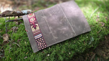 Brown Canvas Roll Up Pouch with Vintage Woven Trim