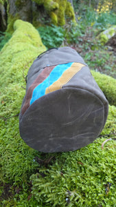 Brown Retro Waxed Canvas Cedar Bucket Bag with Outside Pockets