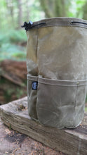 Tan Waxed Canvas Cedar Bucket Bag with Boy Scout Patch