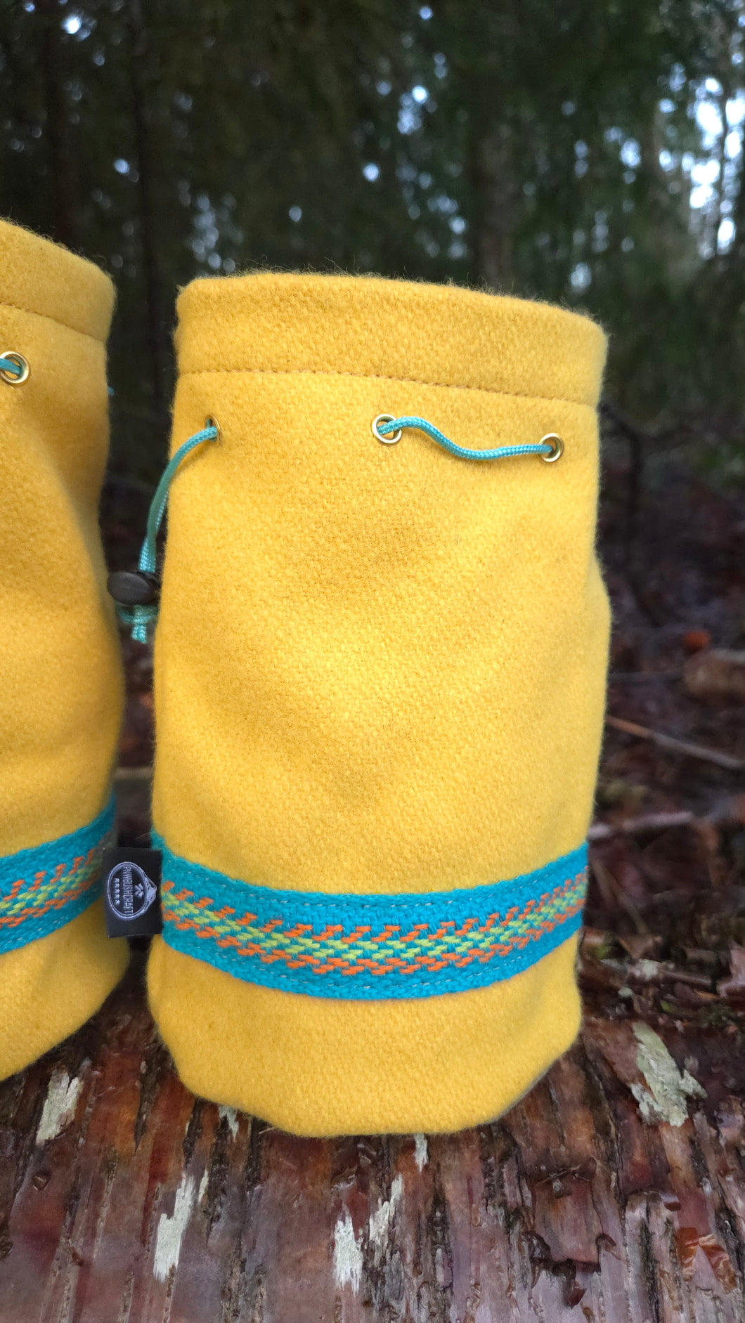 Vintage Yello Wool & Waxed Canvas Bucket Bag Three Sizes