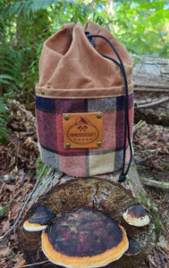 Handcrafted Groundcloth & Cedar Bucket Bag – Vintage Wool + Waxed Canvas Set of 2