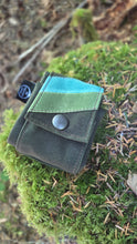 Green Waxed Canvas Foraging Pouch , Hip Bag with Retro Stripes