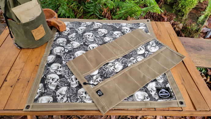 Skull an Roses Waxed Canvas Junior Ground Cloth for Bushcraft