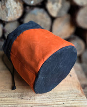 Black Waxed Canvas Cedar Bucket Bag with Orange Pockets