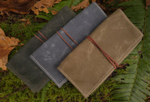 Waxed Canvas Roll Up Pouches with Vintage Wool Lining