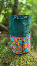 Colorful Green Waxed Canvas Cedar Bucket Bag with Pockets