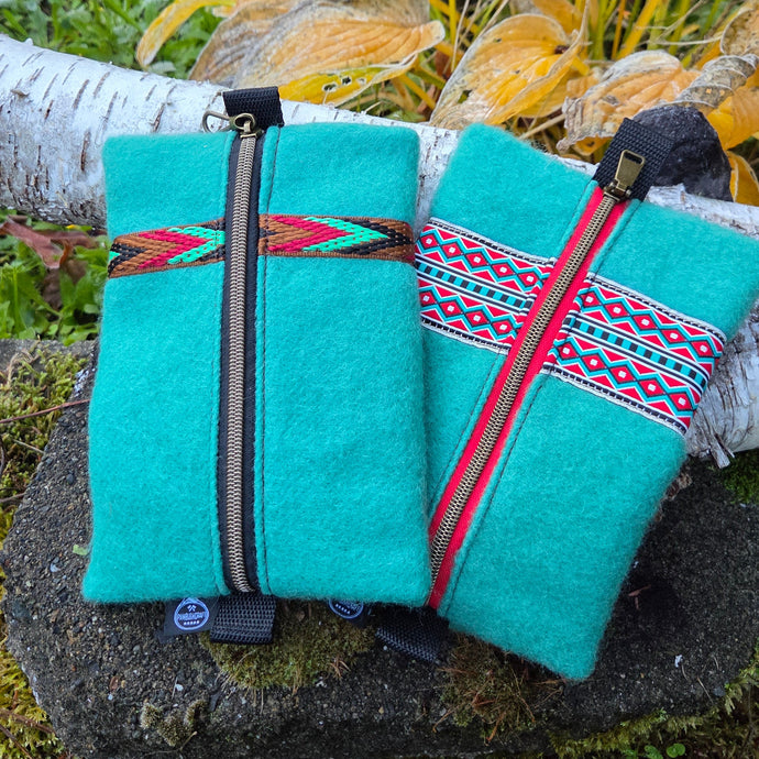 PNWBUSHCRAFT Vintage Wool Zipper Pouch with Trim