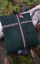 PNWBUSHCRAFT Dark Green Wool Zipper Pouch with Trim