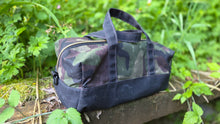 Small Utility Waxed Canvas Duffle – Woodland Camo and Black