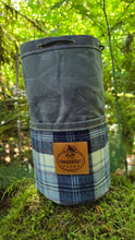 Waxed Canvas Cedar Bucket Bag with Vintage Pendleton Plaid Wool in Small