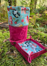 Raspberry Waxed Canvas Bucket Bag &amp; Matching Travel Tray