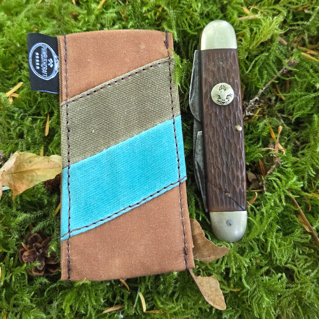 Tiny Pocketknife Bag Slip in Waxed Canvas with Stripes