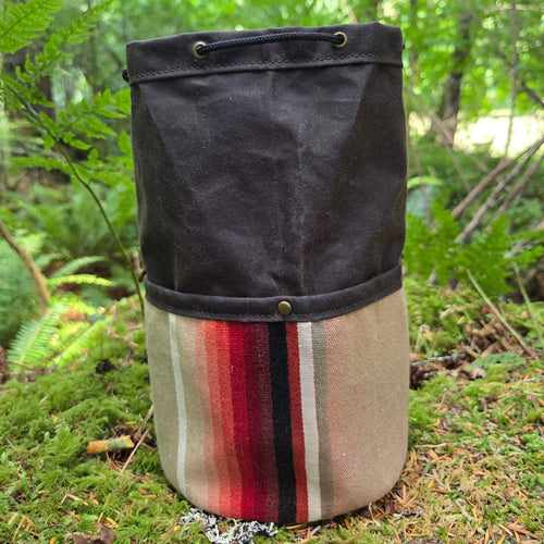 Cedar Bucket Waxed Canvas Bag with Vintage Serape Pockets - One-of-a-Kind Heritage Piece