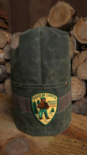 XL Green Cedar Bucket Bag – Waxed Canvas with Vintage Smokey the Bear Patch