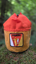 One-of-a-Kind Medium Yellow Cedar Bucket Bag with Fishing Patch