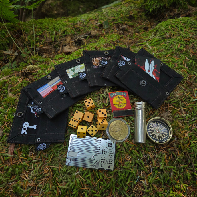 Black Waxed Canvas Tiny Pouch for Dice, Fire Kits or Wallet