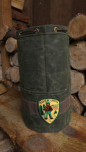 XL Green Cedar Bucket Bag – Waxed Canvas with Vintage Smokey the Bear Patch