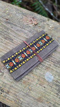 Brown Canvas Roll Up Pouch with Vintage Woven Trim