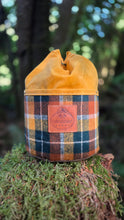 Yellow Waxed Canvas Medium Cedar Bucket Bag with Vintage Plaid Wool